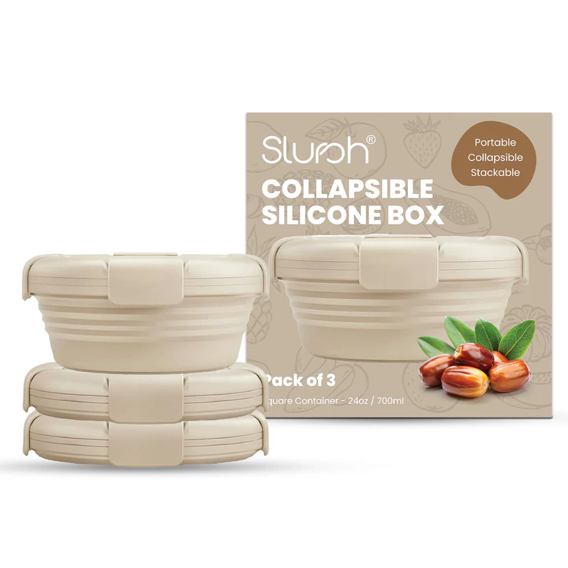 The same Slursh pack in warm beige, shown beside its packaging.